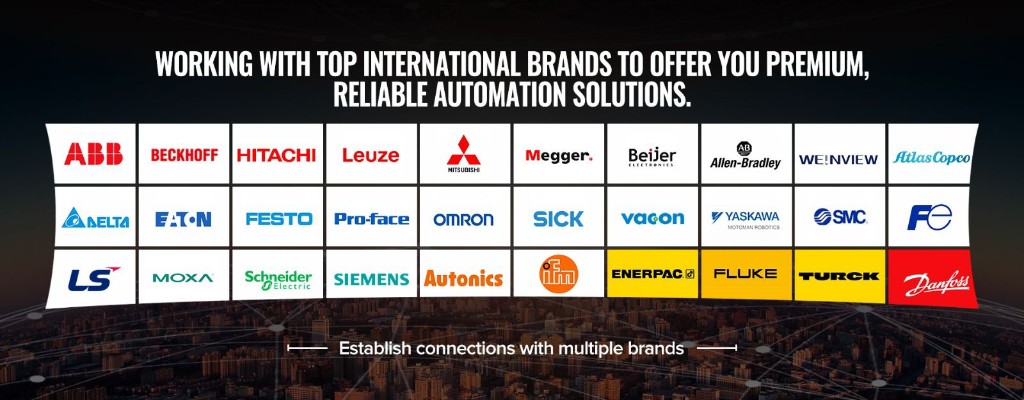 International industrial and automation brand partners including ABB, Siemens, Schneider Electric, and Mitsubishi